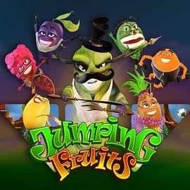 Jumping Fruits slot logo by Wazdan at Crown Pokies Casino
