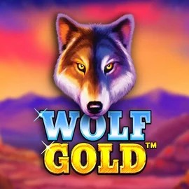 Wolf Gold slot logo by Pragmatic Play at Crown Pokies Casino